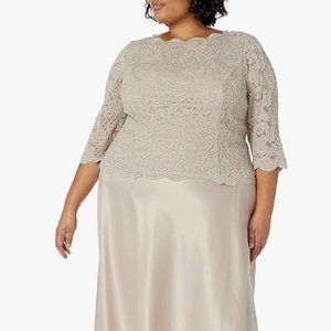 Alex Evenings Tea Length Lace Bodice Dress